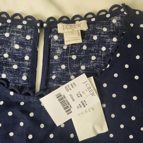 J. Crew Navy Blue and White Polka Dot Sleevless Blouse - Picture 4 of 6